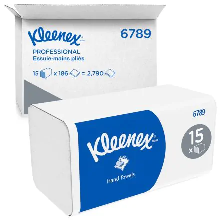 Kimberly Clark 15x186f Essuie-mains plié Kleenex interfoliés blanc F4