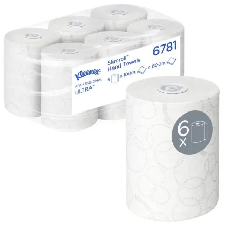 Kimberly-Clark 6 rlx Essuie-mains Kleenex Ultra Slimroll blanc